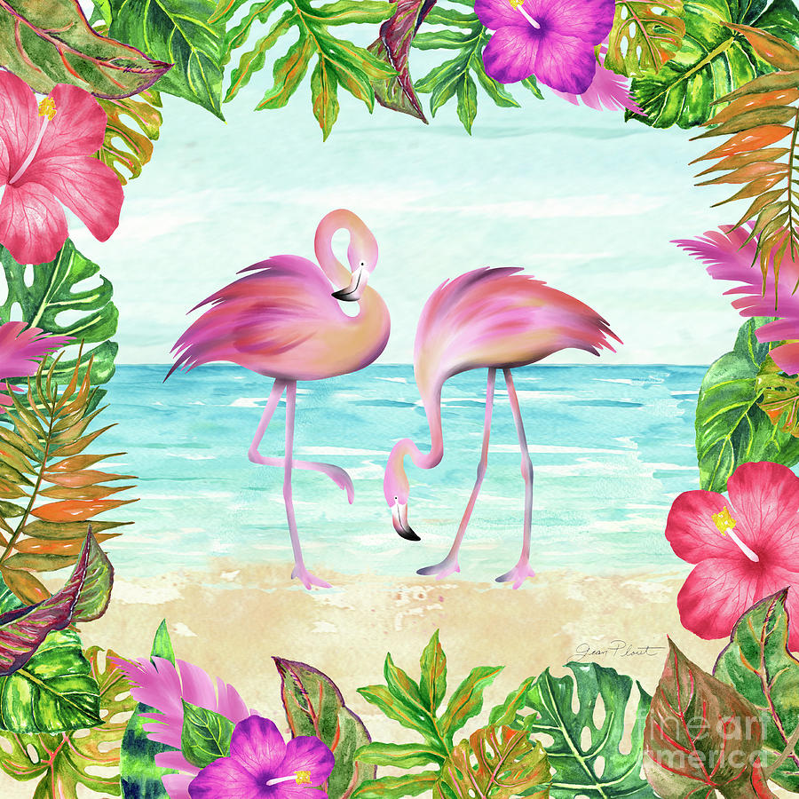 Summertime Flamingos 1 Painting by Jean Plout