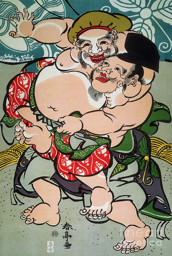 Sumo Wrestling Photograph by Granger