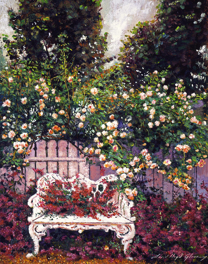 Garden Painting - Sumptous Cascading Roses by David Lloyd Glover