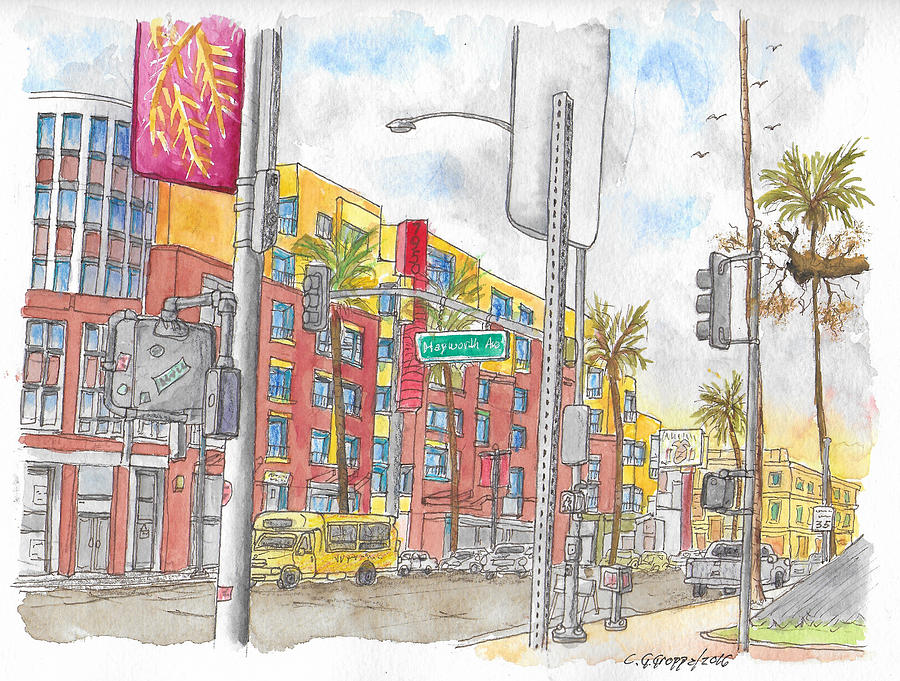 Sunset Blvd, and Hayworth, West Hollywood Painting by Carlos G Groppa