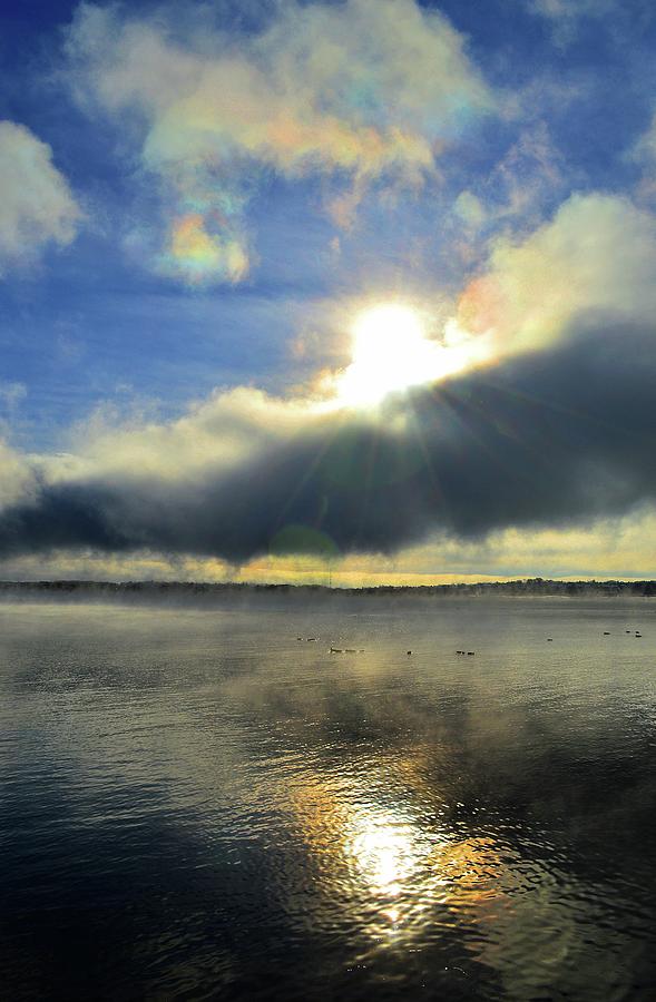 Sun Above The Cloud And Lake Two  Digital Art by Lyle Crump