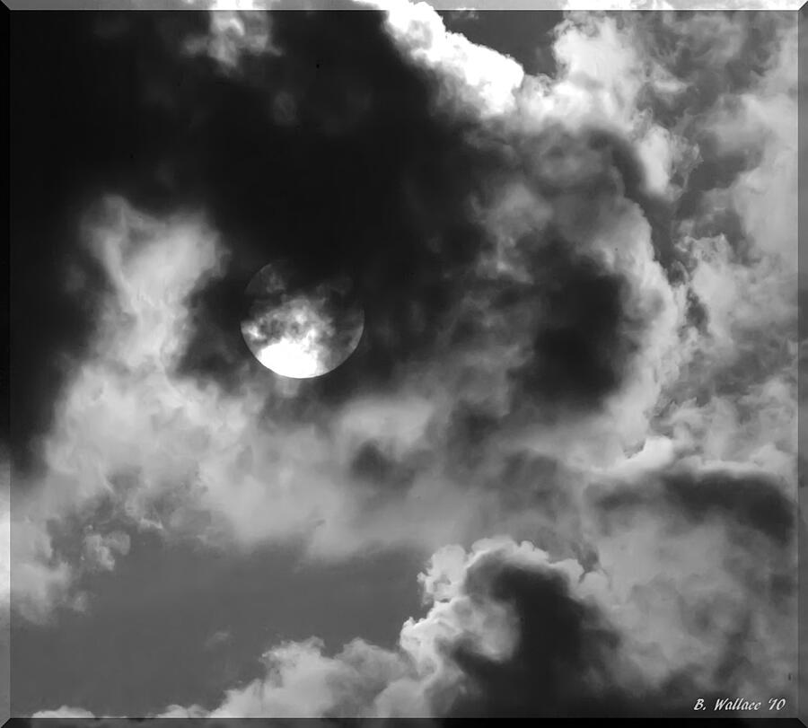 Sun And Clouds - Grayscale Photograph by Brian Wallace