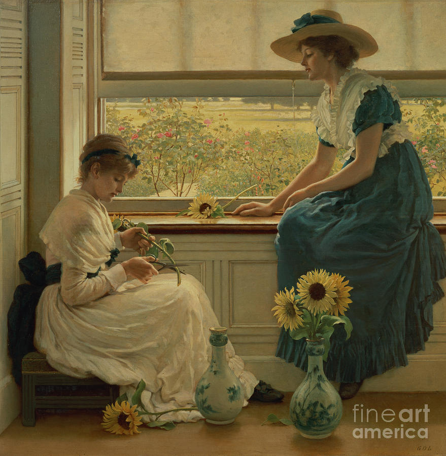 Sun and Moon Flowers Painting by George Dunlop Leslie