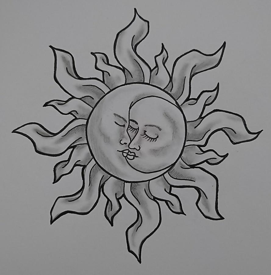 Sun And Moon Together Drawings