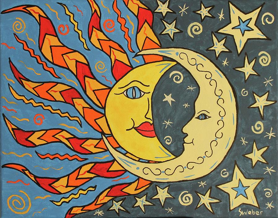 Sun and Moon Painting by Susie WEBER