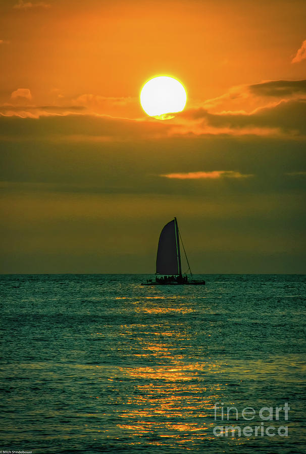 Sunset Photograph - Sun And Sail by Mitch Shindelbower