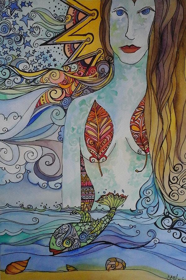 Sun and Sea Godess Painting by Claudia Cole Meek