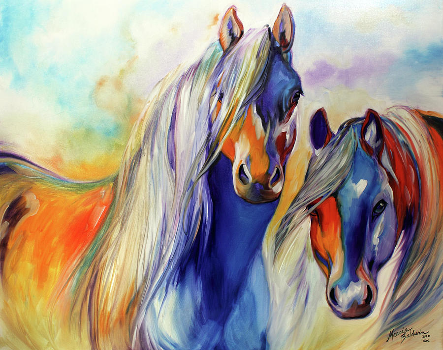 Horse Painting - SUN and SHADOW EQUINE ABSTRACT by Marcia Baldwin
