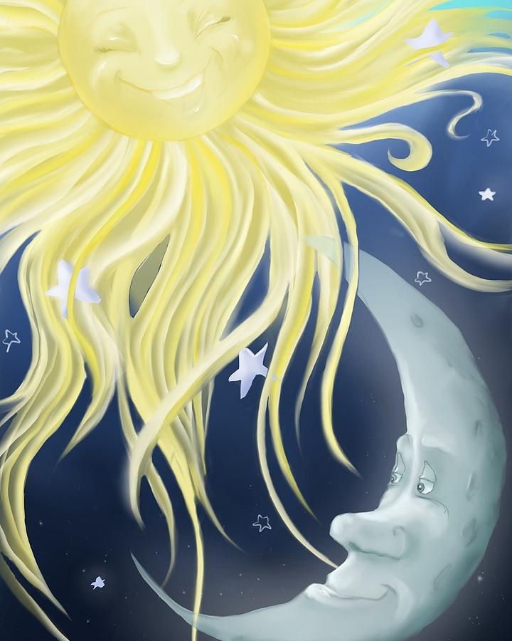 Fantasy Digital Art - Sun and the Moon  by Susan Rossell