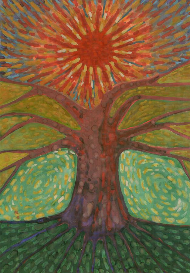 Nature Painting - Sun And Tree by Wojtek Kowalski