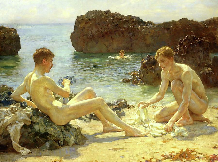Sun Bathers Painting by Henry Scott Tuke
