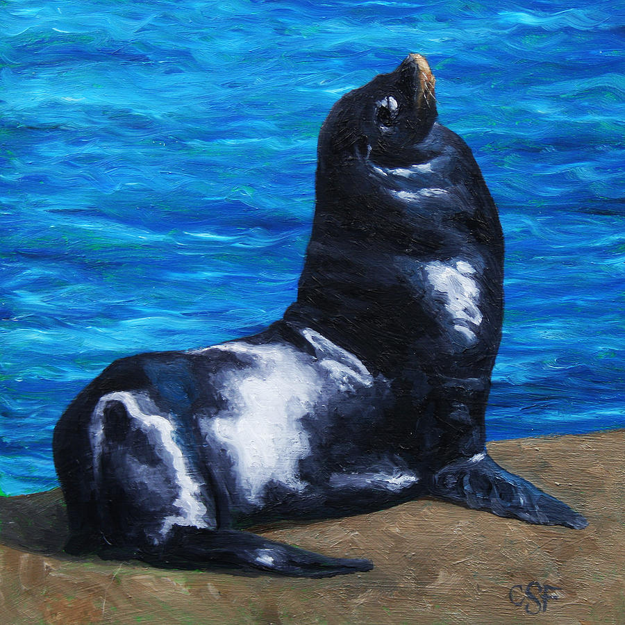 Sun Bathing Sea Lion Painting by Crista Forest