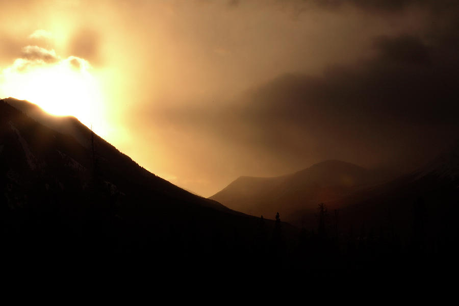 Sun Behind Clouds In Rocky Mountains Of Alberta Canada Digital Art