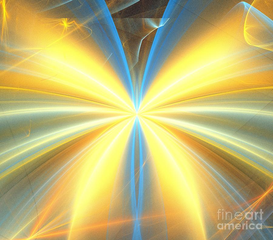 Abstract Digital Art - Sun Blue Wings by Kim Sy Ok