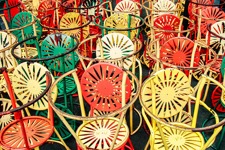 University Of Wisconsin Photograph - Sun Burst Chairs Stacked by Todd Klassy