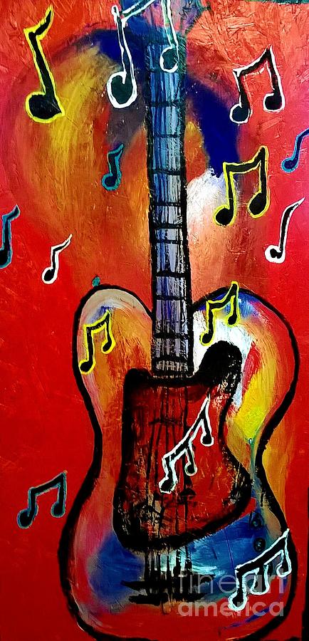 Sun Burst Guitar Painting by James and Donna Daugherty