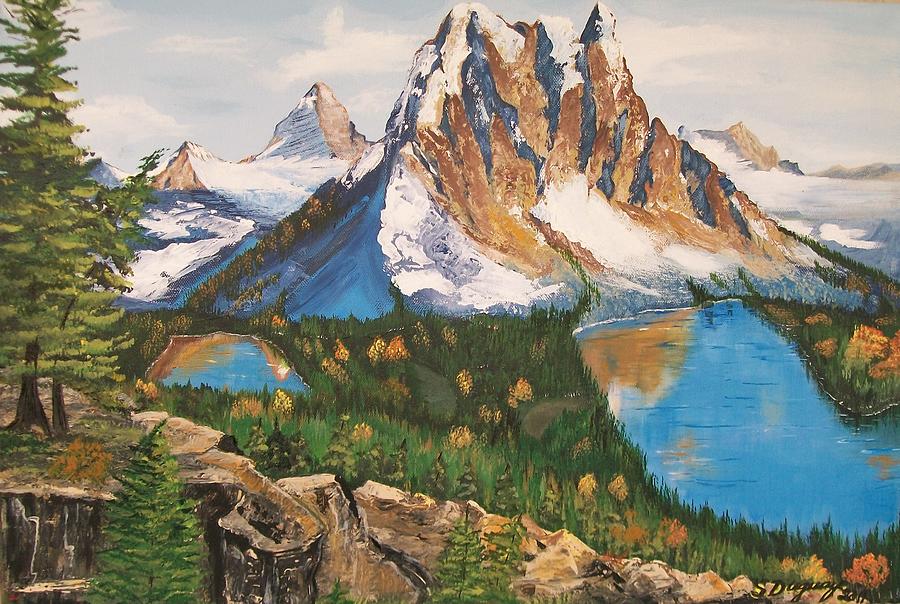 Sun Burst Peak Canada  Painting by Sharon Duguay