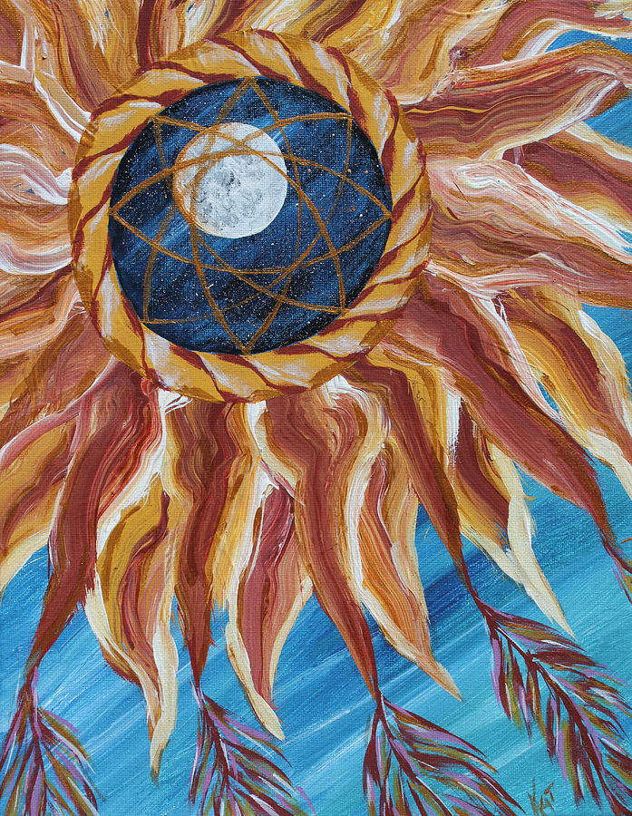 Feather Painting - Sun Catches Moon by Kat Heckenbach