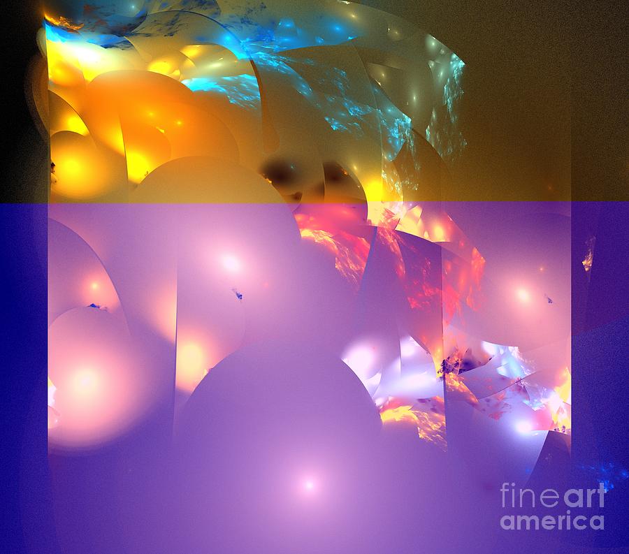 Abstract Digital Art - Sun Cloud Spheres by Kim Sy Ok