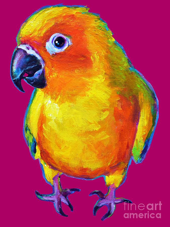 Parakeet Painting - Sun Conure Parrot by Robert Phelps