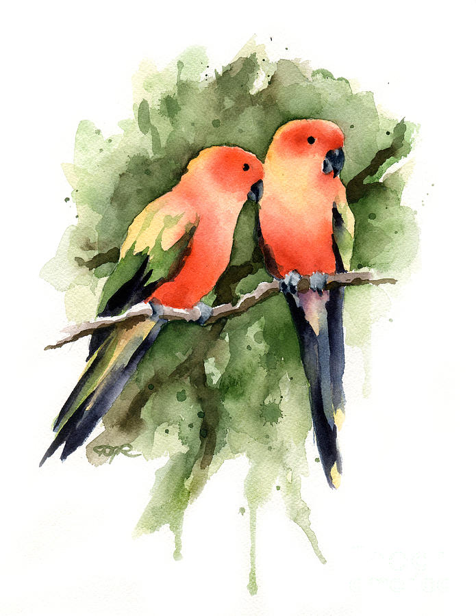 Wildlife Painting - Sun Conures by David Rogers