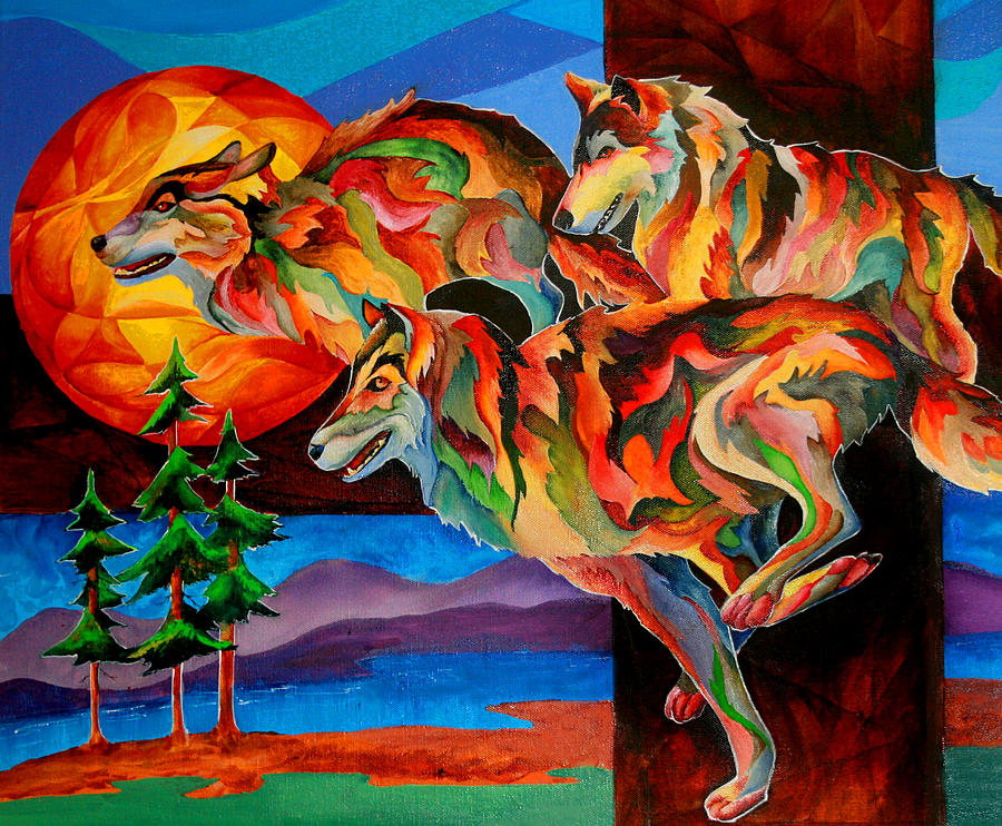 Wolves Painting - Sun Dance by Sherry Shipley