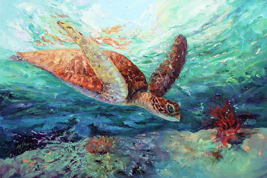 Turtle Painting - Sun Dappled by Marie Green