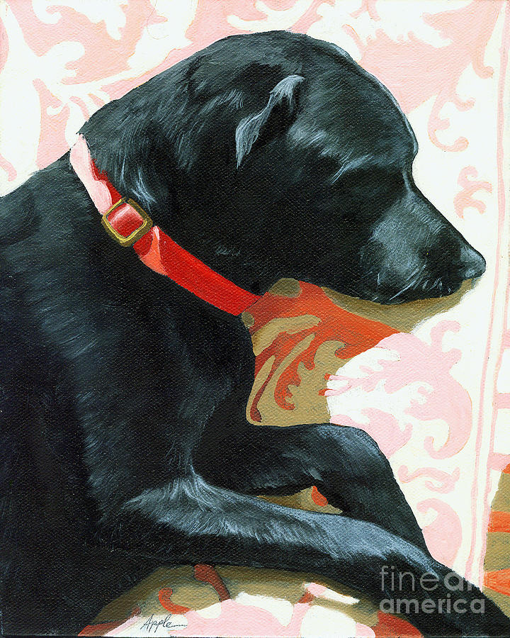 Sun Dog - dog portrait oil painting Painting by Linda Apple