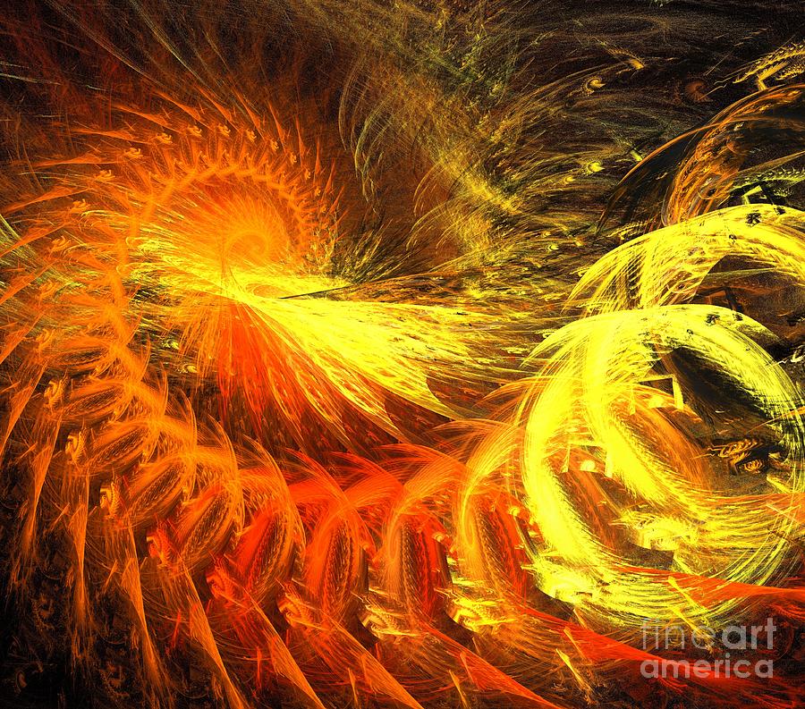 Abstract Digital Art - Sun Dragon Tail by Kim Sy Ok