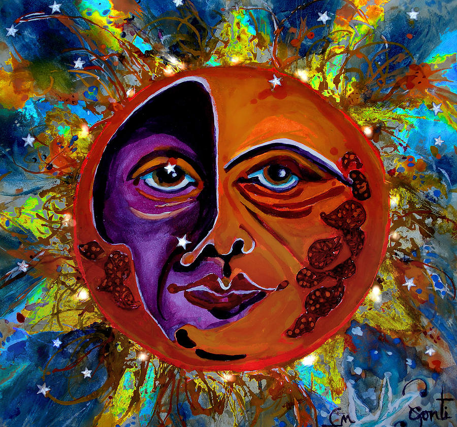 Space Painting - Sun Duality by Mary Sonya Conti