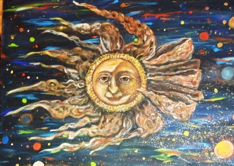 Sun Face Painting By Laurel Cyrene