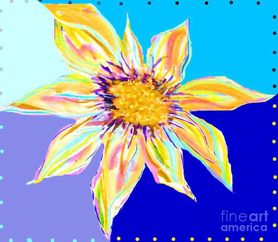 Abstract Painting - Sun Flower Blues by Monica Mitchell