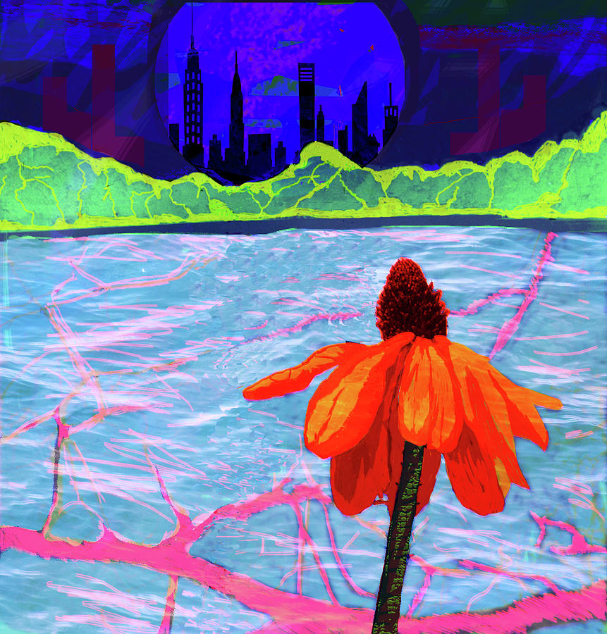 Sun Flower in the City Digital Art by Rod Whyte