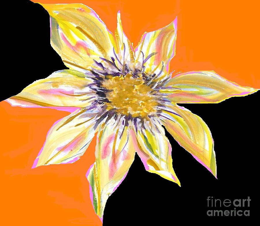 Sun Flower Orange Black Painting by Monica Mitchell