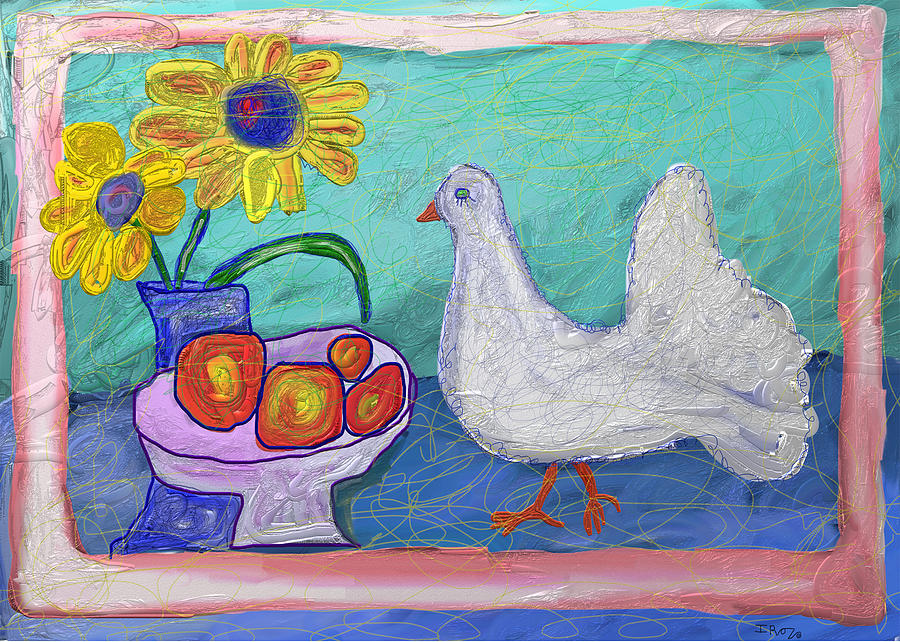 Dove Mixed Media - Sun Flowers and Dove by Ian Roz