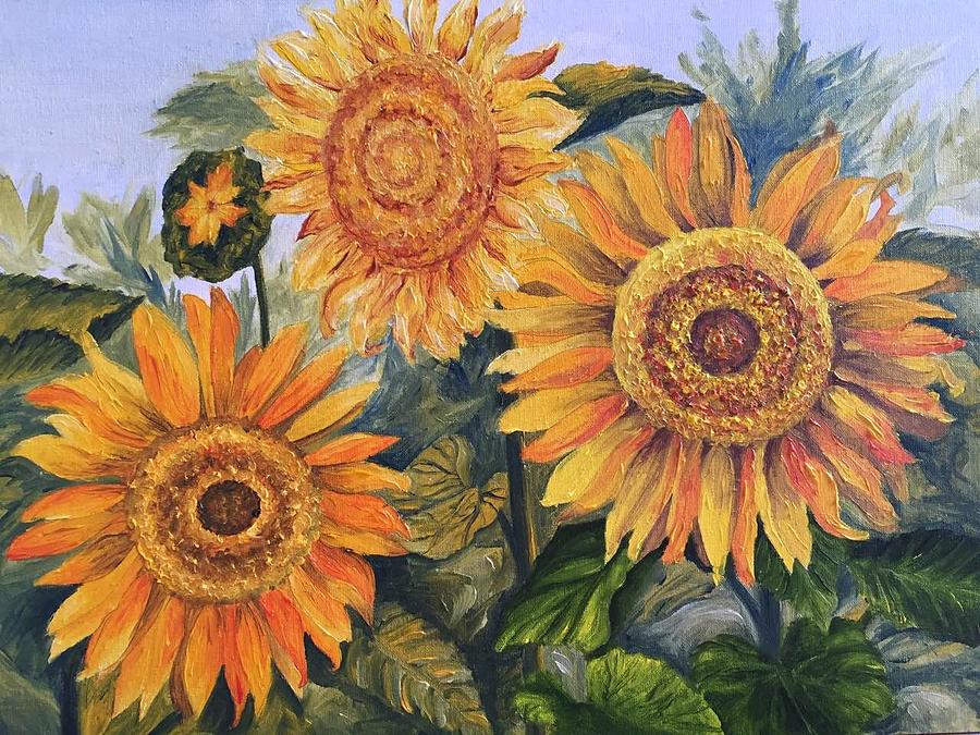 Sunny flowers. Dedicated to Sun eclipse. Painting by Elena Dremova ...