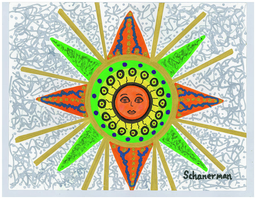 Sun Goddess Drawing by Susan Schanerman
