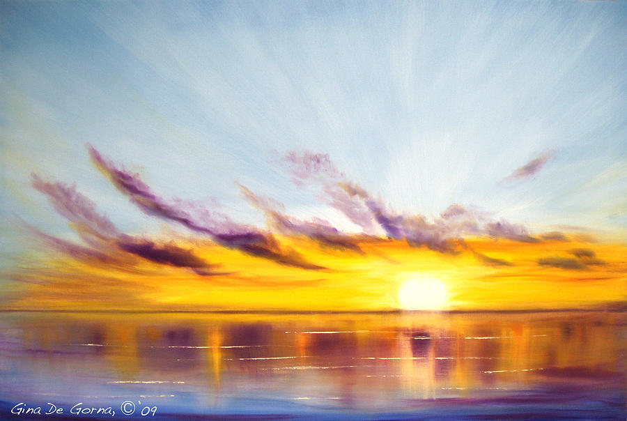 Sun in a Lake Painting by Gina De Gorna