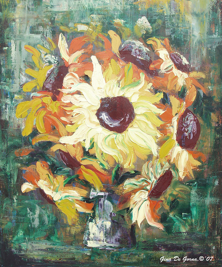 Sun in a Vase Painting by Gina De Gorna