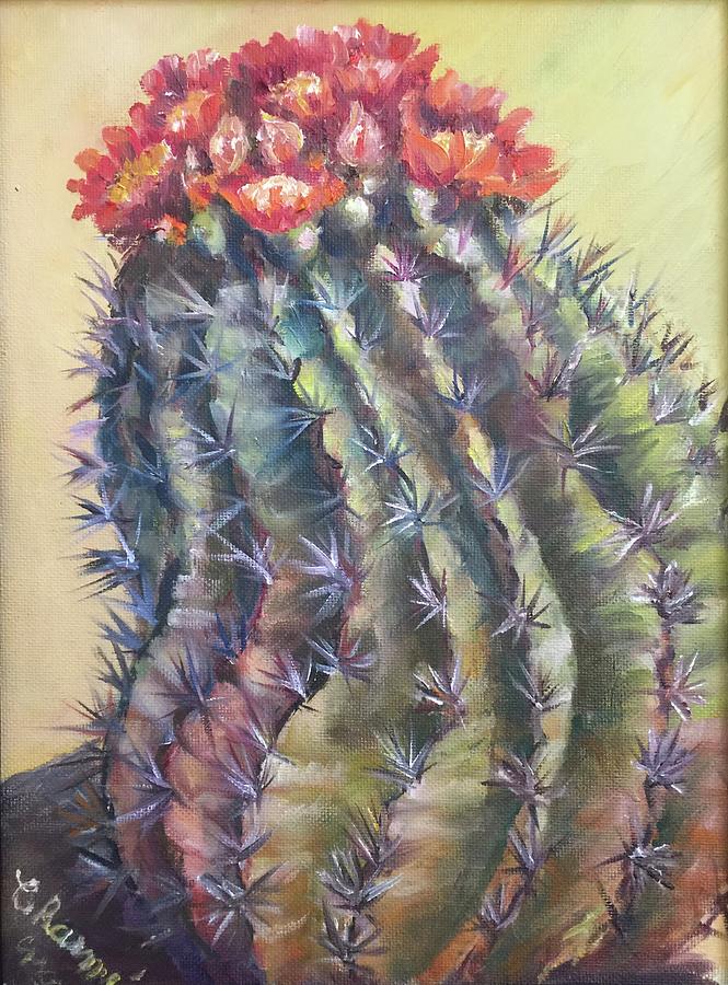 Sun Kissed Barrel Cactus Painting by Charme Curtin