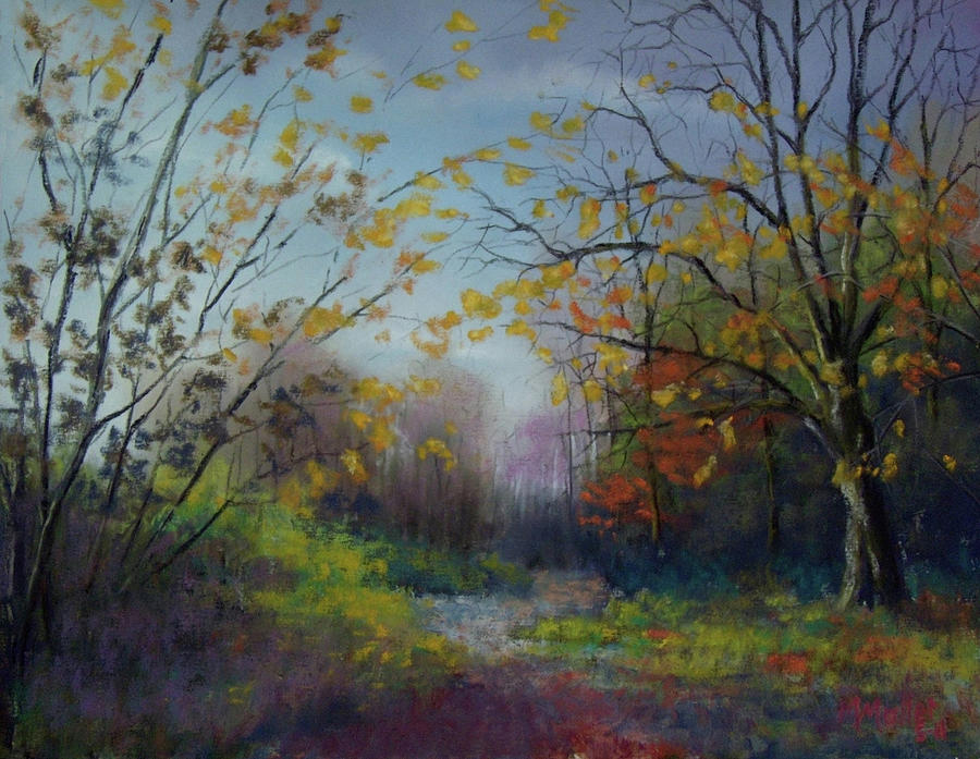 Sun Lit Autumn Path Pastel by Marcus Moller - Fine Art America