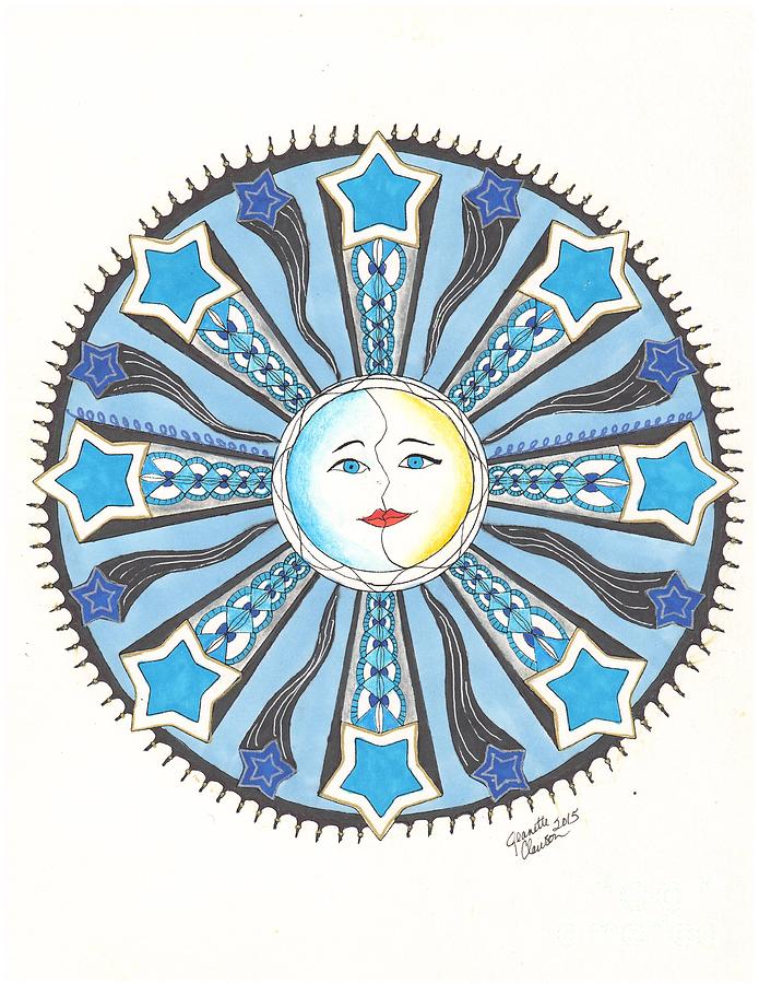 Sun Drawing - Sun Moon and Stars by Jeanette Clawson