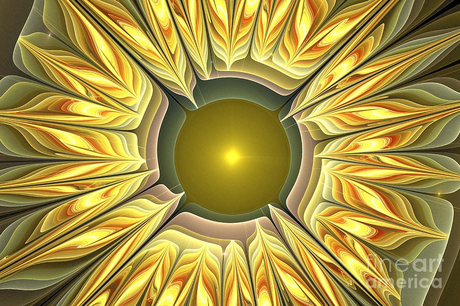 Abstract Digital Art - Sun Orange Flower by Kim Sy Ok