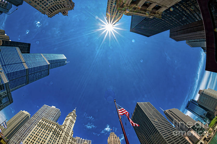Sun over Chicago skyline Photograph by Izet Kapetanovic