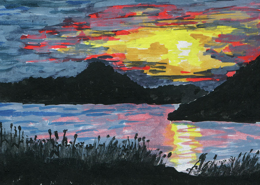 Sun Over the water Painting by R Kyllo