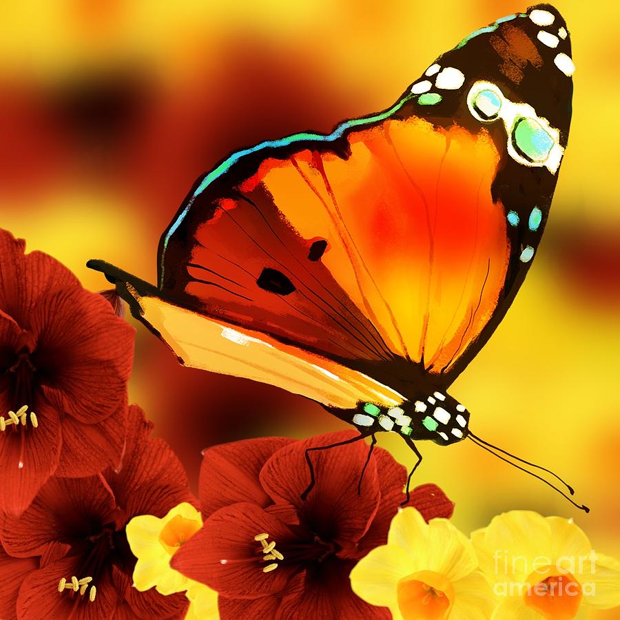 Yellow Digital Art - Sun Raised Butterfly by Gayle Price Thomas
