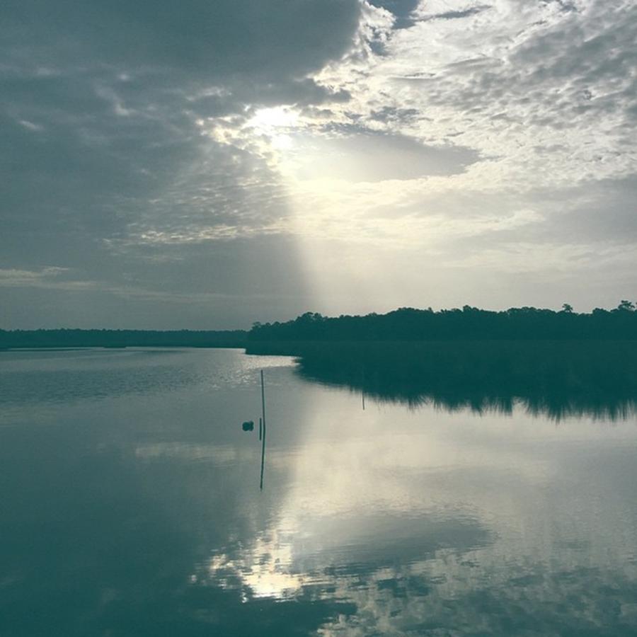Bayou Photograph - Sun Ray Reflection #bayou #reflection by Joan McCool