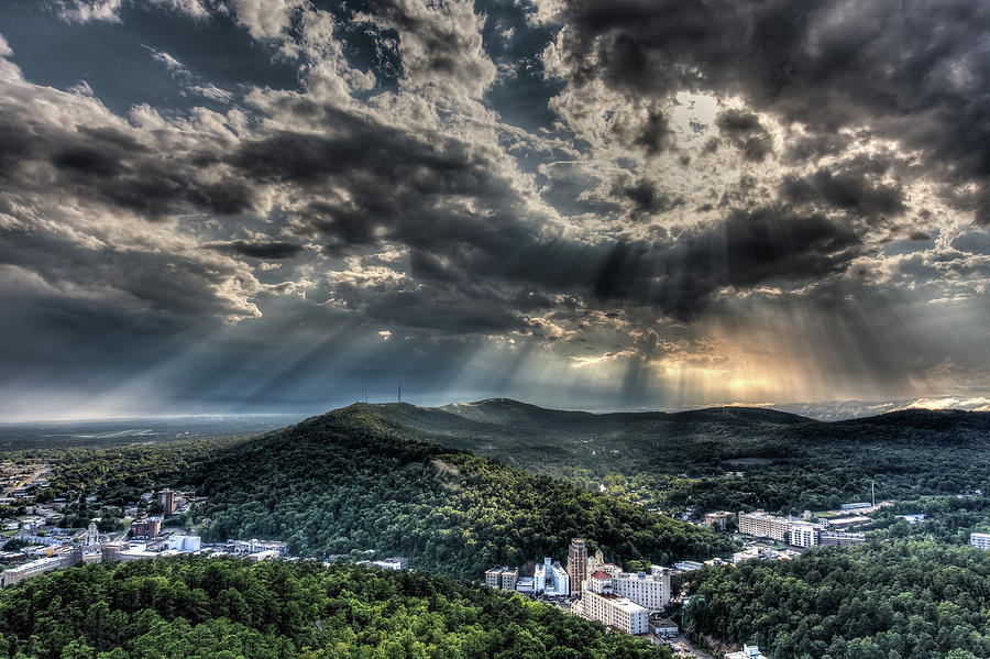 Sun Rays And Clouds Over Hot Springs Arkansas Photograph By Daniel Ray