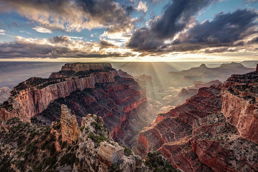 Grand Canyon National Park Photograph - Sun Rays At Cape Royal by Pierre Leclerc Photography