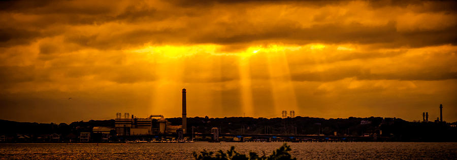 Sun Rays over Boston Photograph by Lilia D